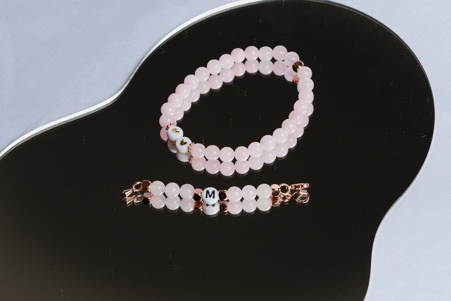 Duo de Pulsera y Llavero personalizado - Oro Rosa