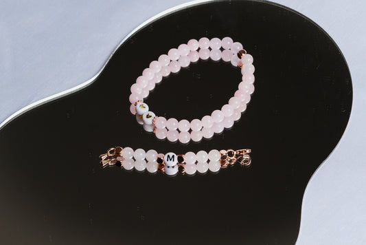 Duo de Pulsera y Llavero personalizado - Oro Rosa